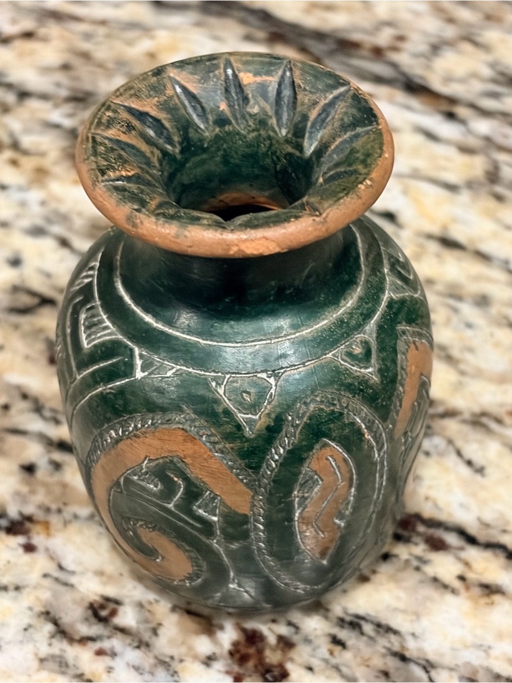 Green and Tan Decorative Ceramic Vase - Home Accents